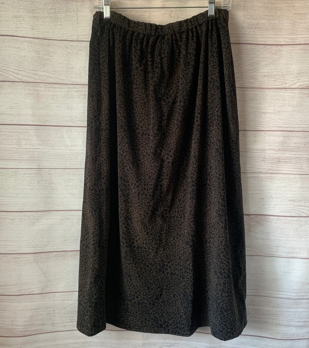 Vintage Breckenridge Brown and Black Leopard Print Skirt Midi 12P